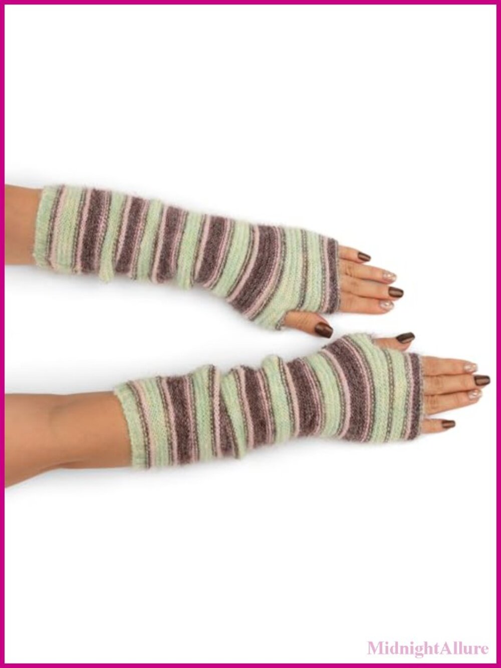 Wool Blend Fingerless Gloves Long Arm Warmers Thumb Hole Knit